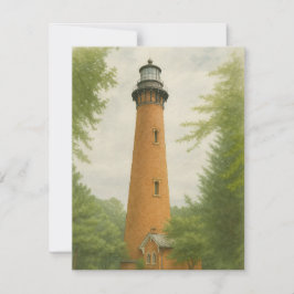 Tarjeta Pequeña Currituck Beach Lighthouse Watercolor