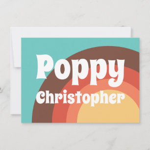 Tarjeta Pequeña Curvas Groovy modernas retro coloridas personaliza