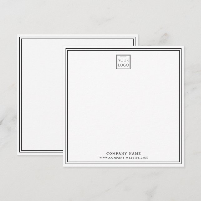 Tarjeta Pequeña Custom Business Company Logo Black Double Border (Anverso / Reverso)