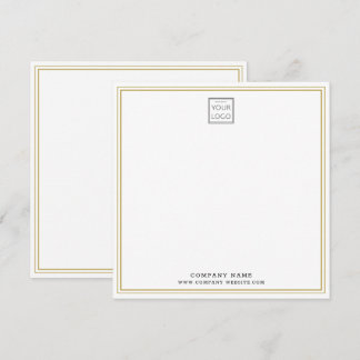 Tarjeta Pequeña Custom Business Company Logo Gold Double Border