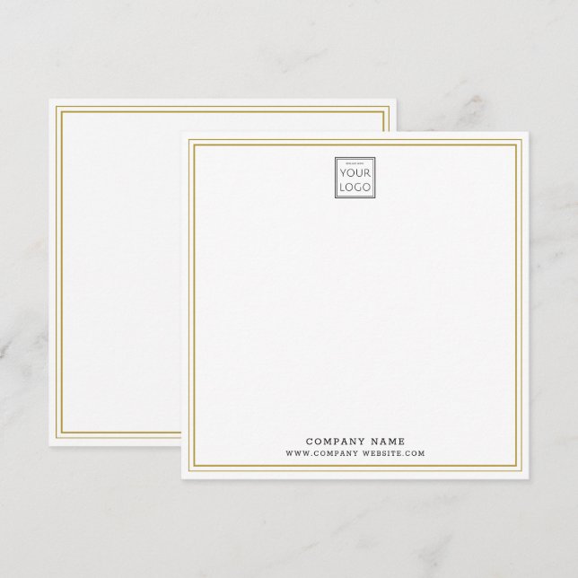 Tarjeta Pequeña Custom Business Company Logo Gold Double Border (Anverso / Reverso)