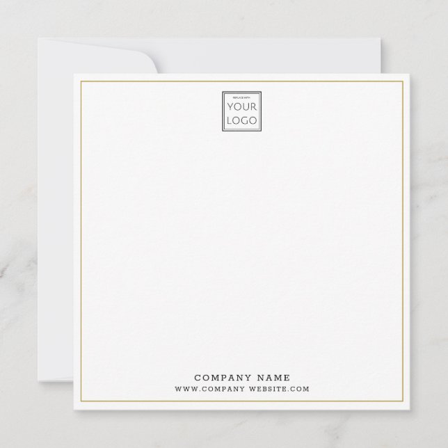 Tarjeta Pequeña Custom Business Company Logo Gold Square (Anverso)