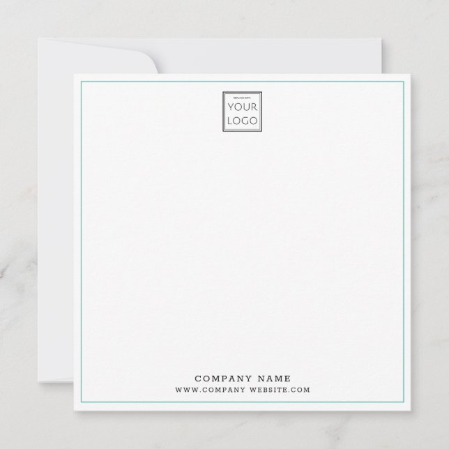 Tarjeta Pequeña Custom Business Company Logo Teal Square (Anverso)