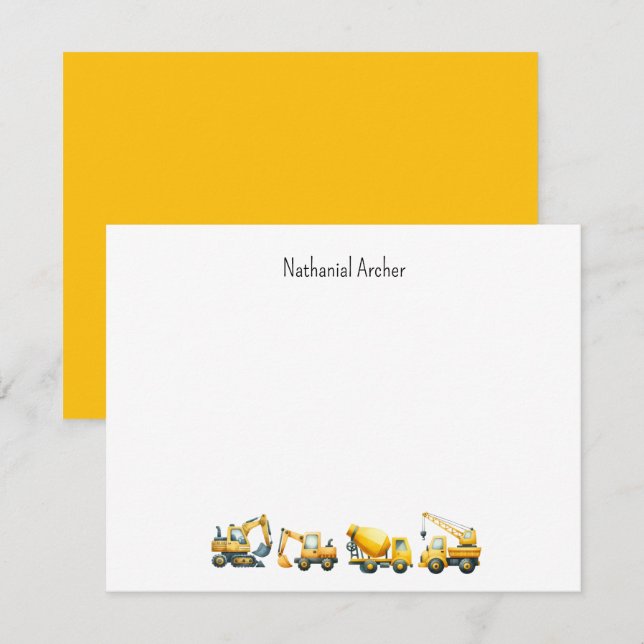 Tarjeta Pequeña Custom Construction Trucks Note Card (Anverso / Reverso)