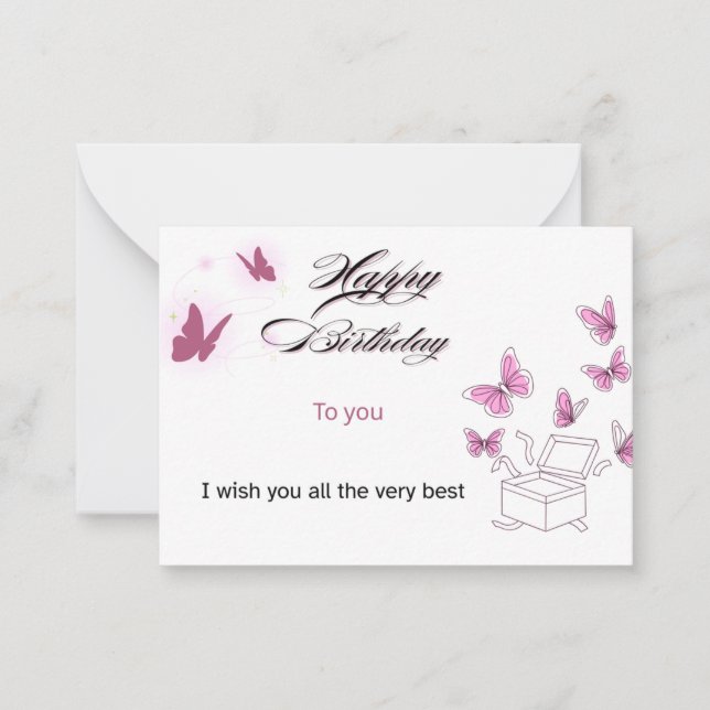 Tarjeta Pequeña Custom Happy Birthday Card | Personalized Name & M (Anverso)