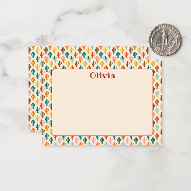 Tarjeta Pequeña Custom Mexican Cacti Note Card (Anverso/Reverso In Situ)