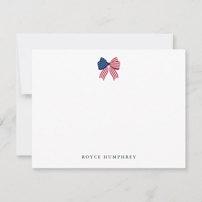 Tarjeta Pequeña Custom Patriotic Bow Note Card (Anverso)