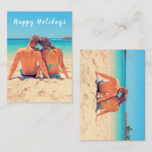 Tarjeta Pequeña Custom Photo and Text Happy Holidays Card Summer
