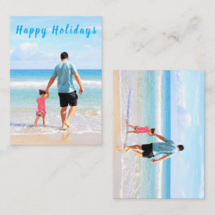 Tarjeta Pequeña Custom Photo Text Happy Holidays Card Your Dad