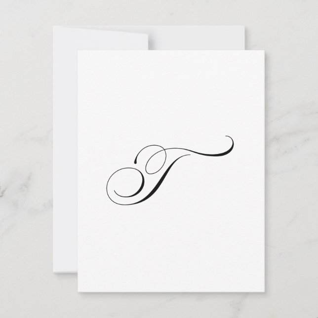 Tarjeta Pequeña Custom Script Monogram "T" (Anverso)