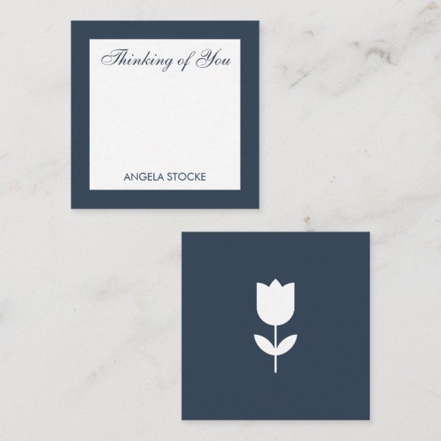 Tarjeta Pequeña Custom Simple Blue Flower Enclosure (Anverso / Reverso)
