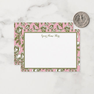 Tarjeta Pequeña Custom Vintage Roses on Light Pink Floral 3.5x2.5