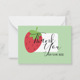 Tarjeta Pequeña Customized Strawberry Romantic Thank You Card
