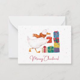 Tarjeta Pequeña Cuta acuarela Navidades de oca ilustrados
