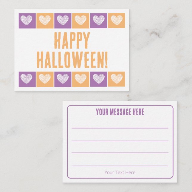 Tarjeta Pequeña Cuta Happy Halloween Typography Lining Mini (Anverso / Reverso)