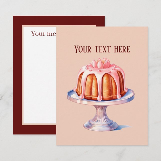 Tarjeta Pequeña Cuta tarta de paquete agregar mensaje (Anverso / Reverso)