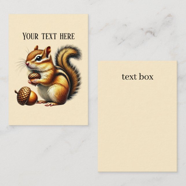 Tarjeta Pequeña Cute agregar texto chipmunk  (Anverso / Reverso)