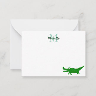 Tarjeta Pequeña  Cute Alligator Drawing Lined Personalized