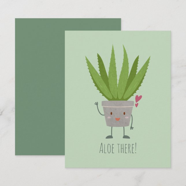 Tarjeta Pequeña Cute Aloe Vera (Anverso / Reverso)