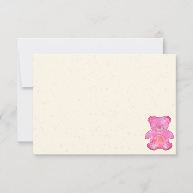 Tarjeta Pequeña Cute Baby Bear In Pink Blank Cream Off White (Anverso)