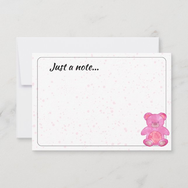 Tarjeta Pequeña Cute Baby Bear In Pink Custom Just a Note (Anverso)