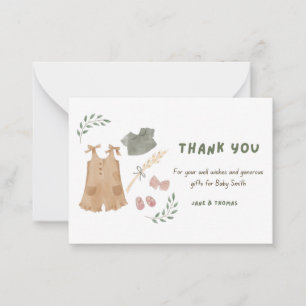 Tarjeta Pequeña Cute Baby Clothes Gracias Baby Shower
