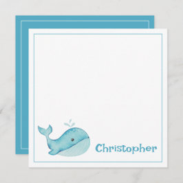 Tarjeta Pequeña Cute Ballena Azul Náutica Personalizada