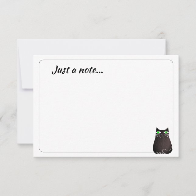 Tarjeta Pequeña Cute Black Cat Custom Just a Note (Anverso)