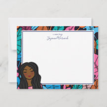 Cute Black Lady Ilustracion Personal Stationery