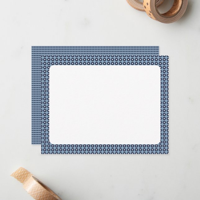 Tarjeta Pequeña Cute Blue Floral Pattered Blank Note Card (Anverso/Reverso In Situ)