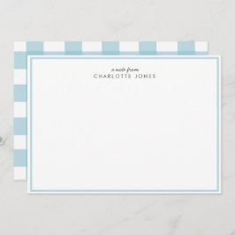 Tarjeta Pequeña Cute Blue Gingham Vichy Check Pattern Stationery