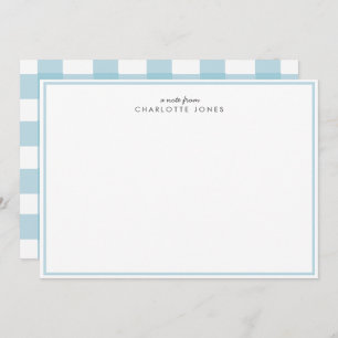 Tarjeta Pequeña Cute Blue Gingham Vichy Check Pattern Stationery