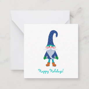 Tarjeta Pequeña Cute Blue Gnome Mini Navidad