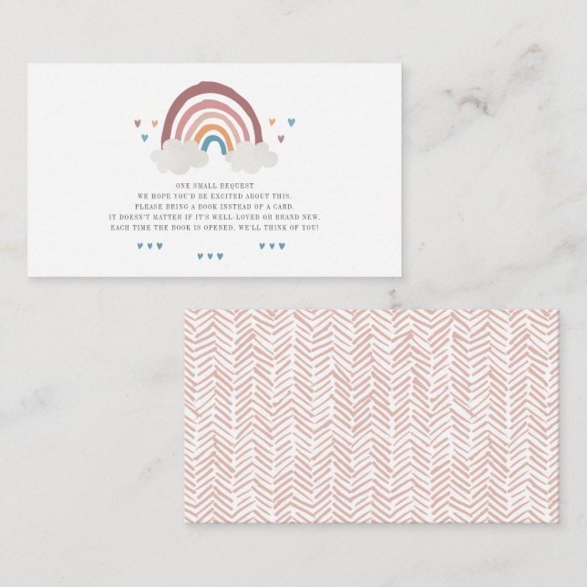 Tarjeta Pequeña Cute Boho Rainbow Love Hearoks Books para Baby Sho (Anverso / Reverso)