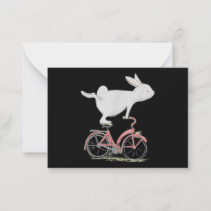 Tarjeta Pequeña Cute Bunny Rabbit On Bike Cycling Bicycle