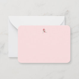 Tarjeta Pequeña Cute Candy Cane Notecard in Pink