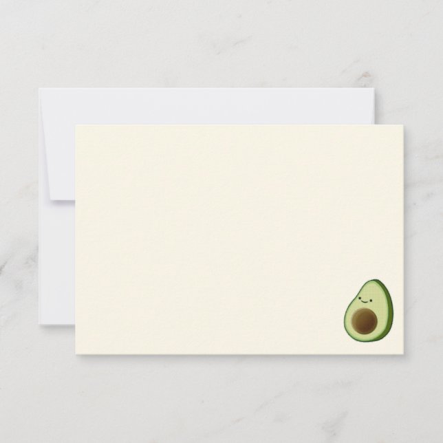 Tarjeta Pequeña Cute Cartoon Avocado Blank Cream Off White  (Anverso)