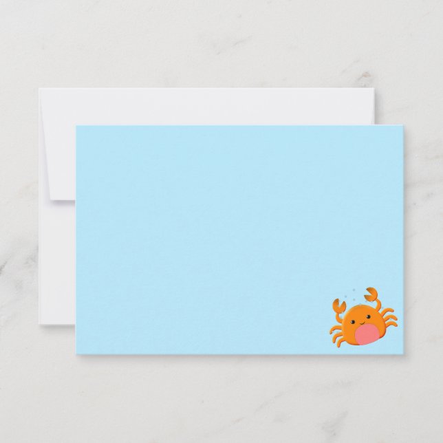 Tarjeta Pequeña Cute Cartoon Crab Blue Ocean Custom Blank (Anverso)
