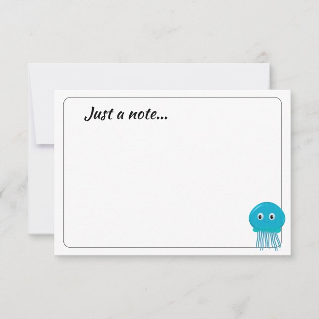 Tarjeta Pequeña Cute Cartoon Jellyfish Custom Just a Note (Anverso)