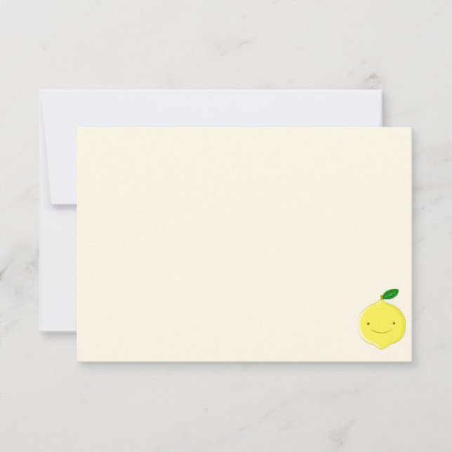 Tarjeta Pequeña Cute Cartoon Lemon Blank Cream Off White (Anverso)