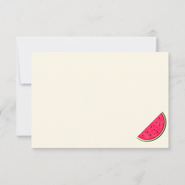 Tarjeta Pequeña Cute Cartoon Watermelon Blank Cream Off White (Anverso)