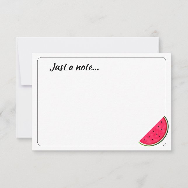 Tarjeta Pequeña Cute Cartoon Watermelon Custom Just a Note (Anverso)