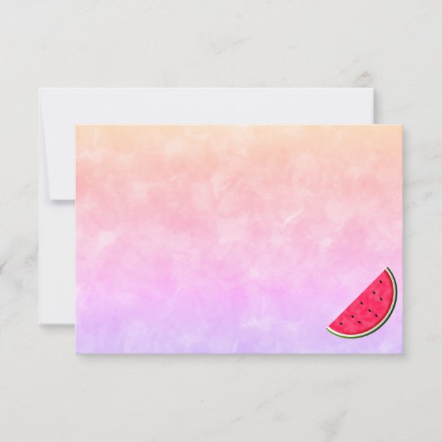 Tarjeta Pequeña Cute Cartoon Watermelon Watercolor Custom Blank (Anverso)
