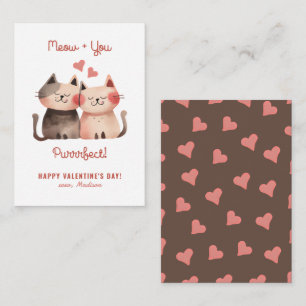 Tarjeta Pequeña Cute Cats Meow y eres el Día de San Valentín perfe