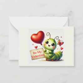 Tarjeta Pequeña Cute Catterpillar Valentine