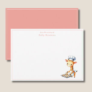 Tarjeta Pequeña Cute Chefita Jirafa Horneando Agradecimiento Guard