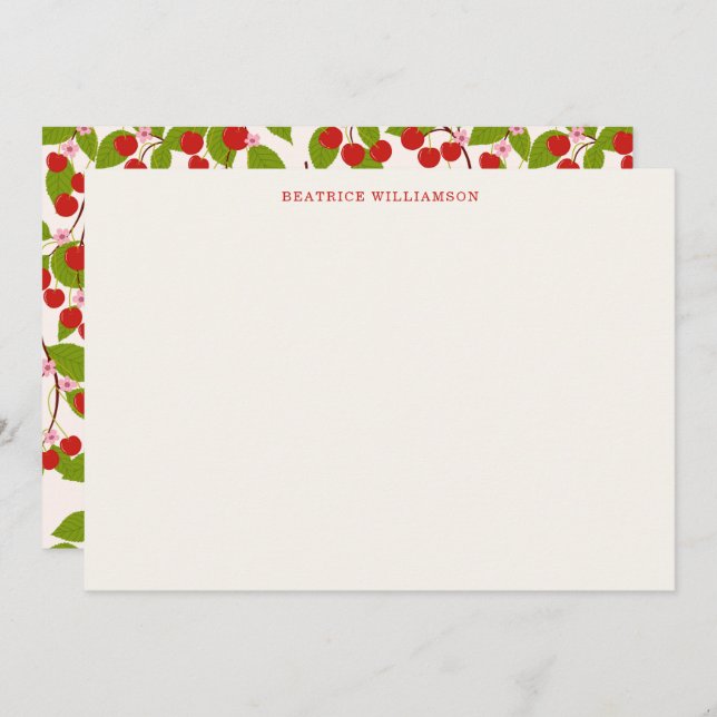 Tarjeta Pequeña Cute Cherry Fruit Watercolor Pattern Personalized (Anverso / Reverso)