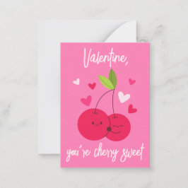 Tarjeta Pequeña Cute Cherry Sweet Berry Love Hearts Valentines
