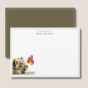 Tarjeta Pequeña Cute Chic León Cocoa Brown Nursery Gracias 