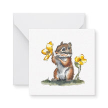 Cute Chipmunk Postcard Style